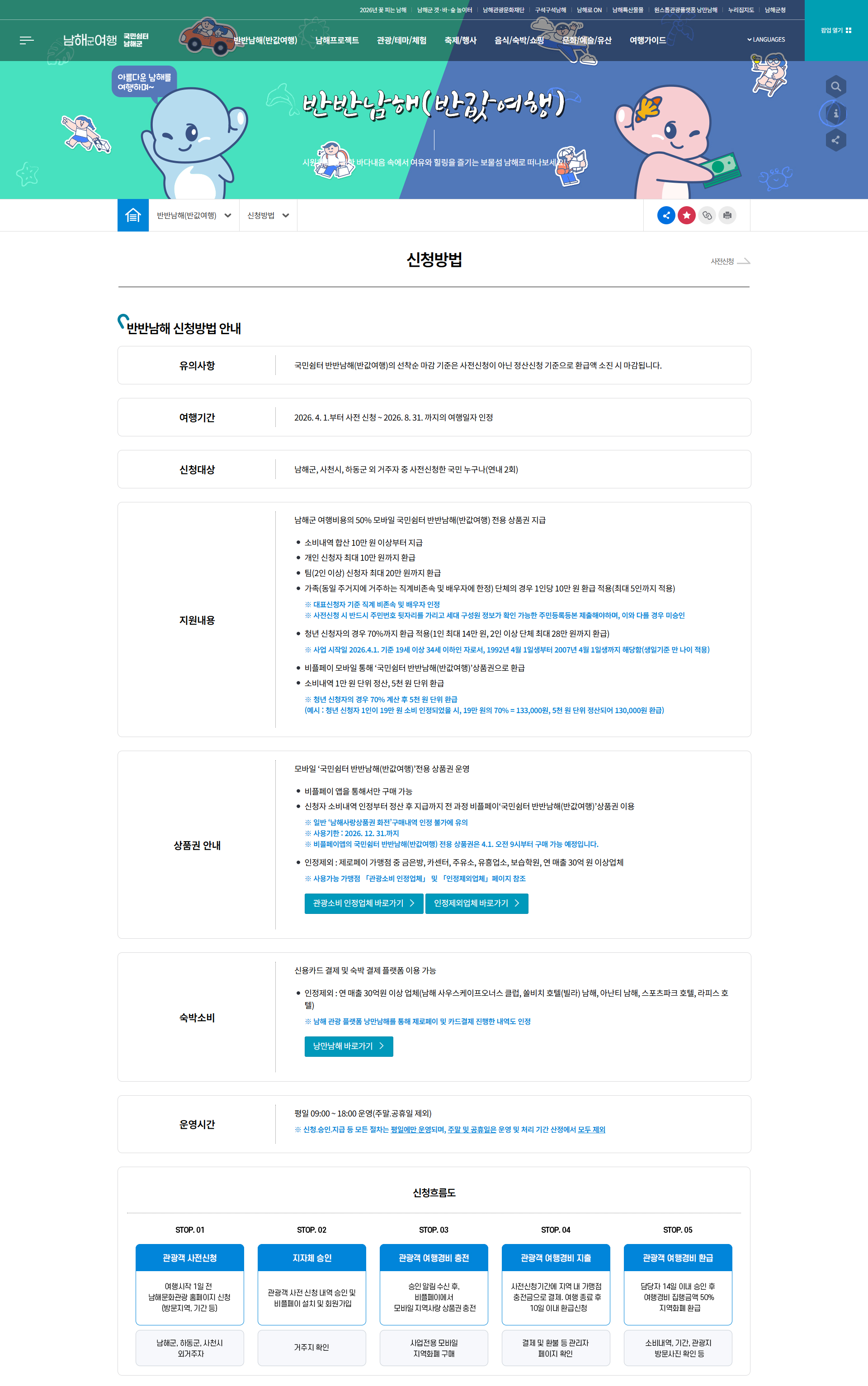 남해군 반값여행 메인